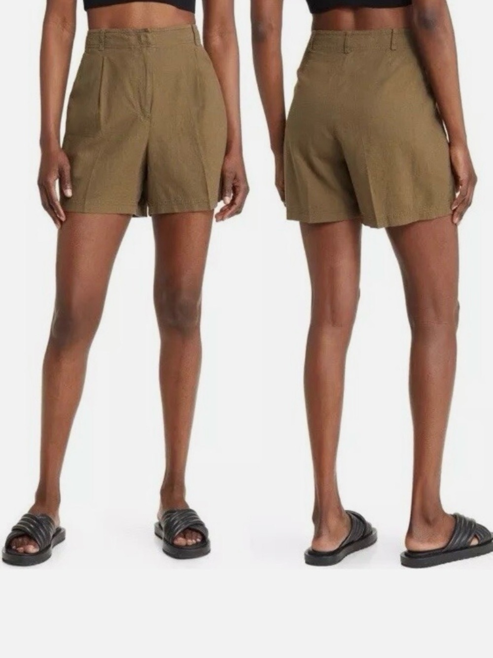 Treasure & bond Linen blend high waisted Shorts Size 8 Preppy Minimalist comfy